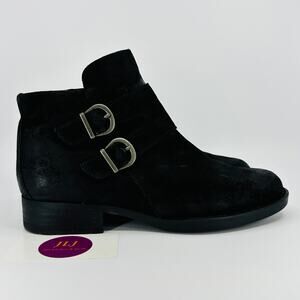 Born Women's Adler Black Suede Double Buckle Ankle Boots F06309 Size 8.5